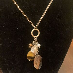 Long stone charm necklace